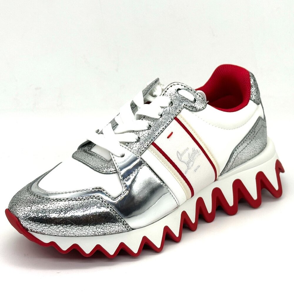 Christian Louboutin NASTROSHARK DONNA Metallic Leather Nylon Sneakers Shoes - Picture 6 of 16